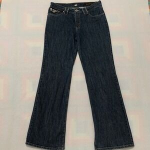 Lawman Western Women Rhinestone Embellished Bootcut Jeans Blue Size 11 (32x32.5)